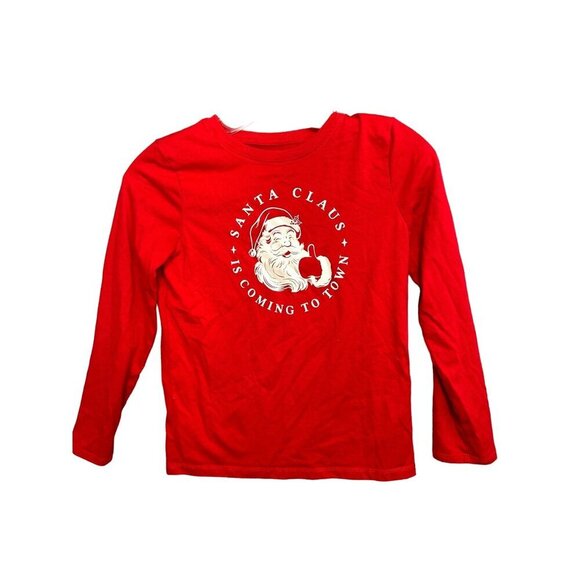 Holiday Time Girls Christmas T-Shirt Long Sleeve Red/White Size L 10-12 - Picture 1 of 6